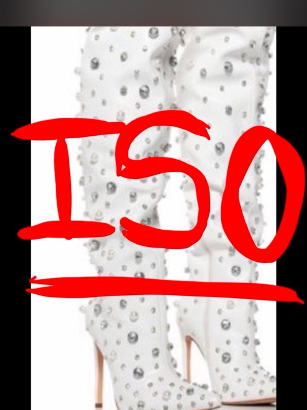Women's Over-the-Knee Crystal Embellished White Boots